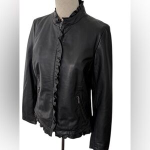Chico’s Ruffle Front Leather Jacket